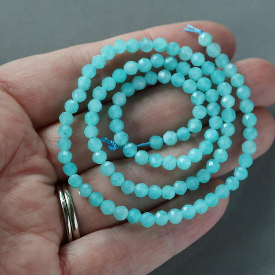 4mm Peruvian Amazonite Faceted Beads 15" Bright Blue amazonite Genuine Gemstone Beads for Jewelry Making Beading Craft Gift Beads
