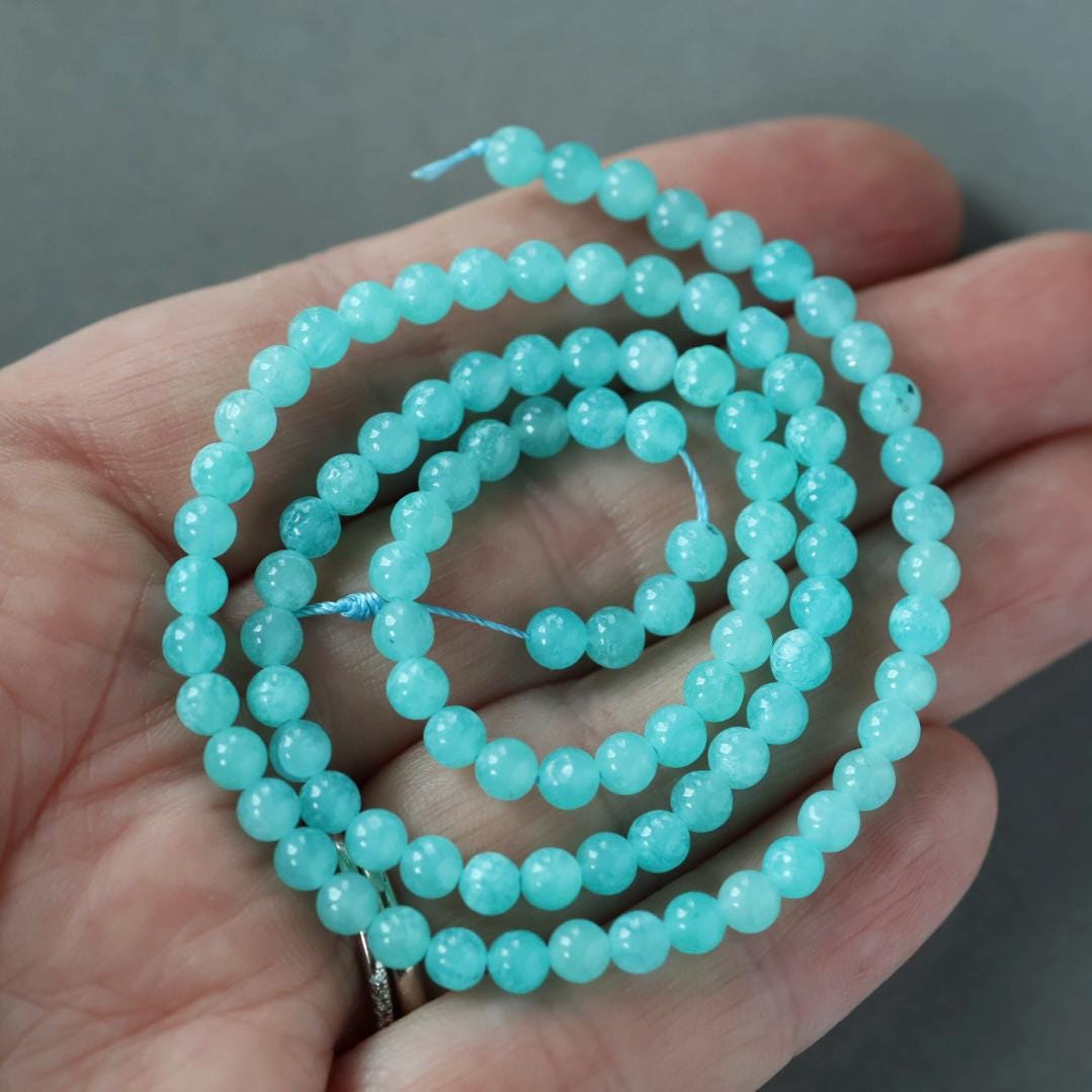 4mm Peruvian Amazonite Beads ‚Äì Smooth Round Natural Gemstone 15" Strand
