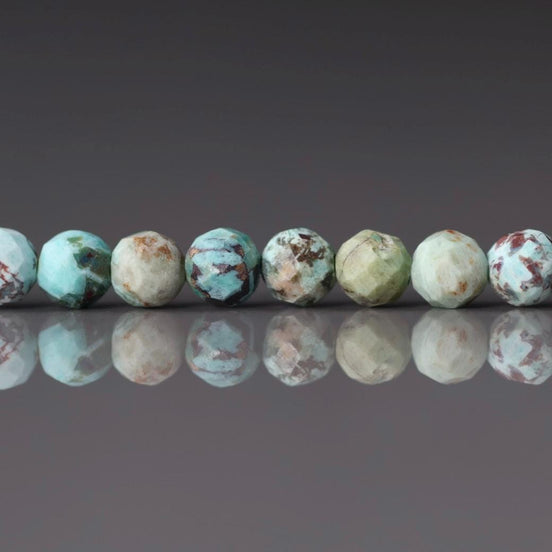 4mm Peruvian Turquoise Faceted Beads 15" Peru Turquoise Genuine Gemstone Beads Jewelry Making Beading Craft Gift Beads December Birthstone