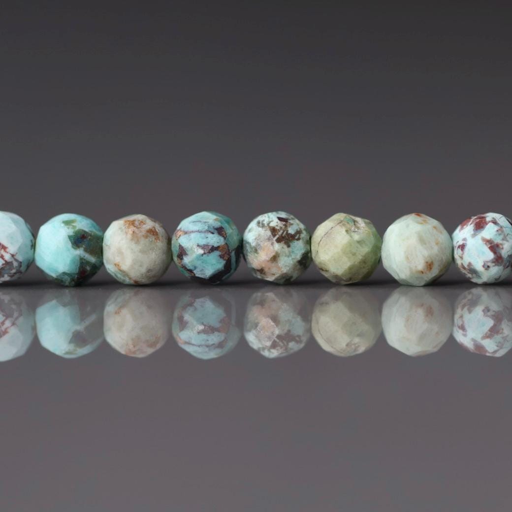 4mm Peruvian Turquoise Beads ‚Äì Faceted Round Natural Gemstone 15" Strand