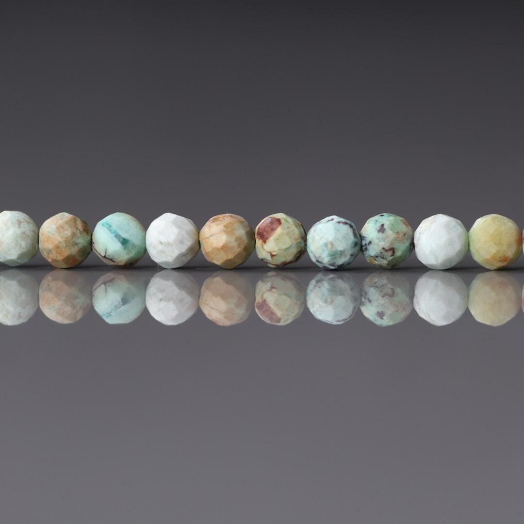 4mm Peruvian Turquoise Beads ‚Äì Faceted Round Natural Gemstone 15" Strand