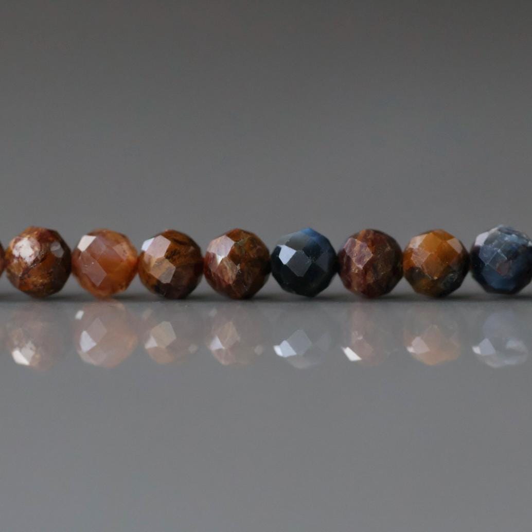 4mm Pietersite Beads - Faceted Round Natural Gemstone 15" Strand