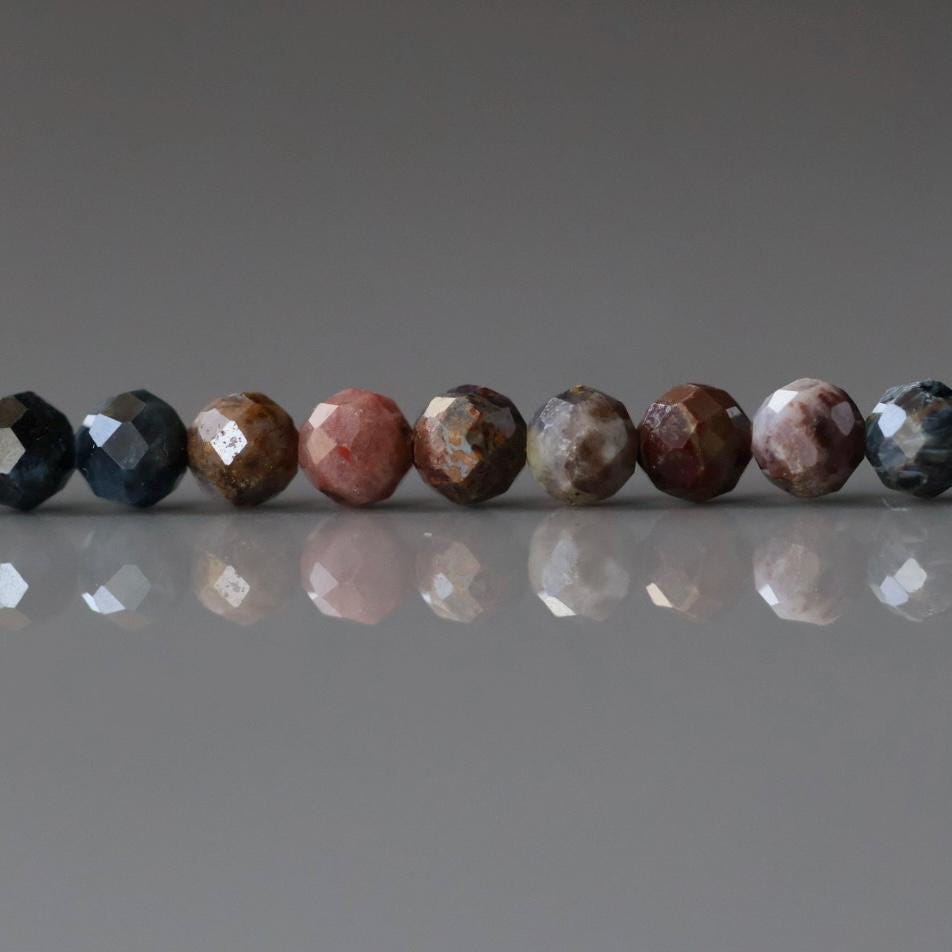 4mm Pietersite Beads - Faceted Round Natural Gemstone 15" Strand