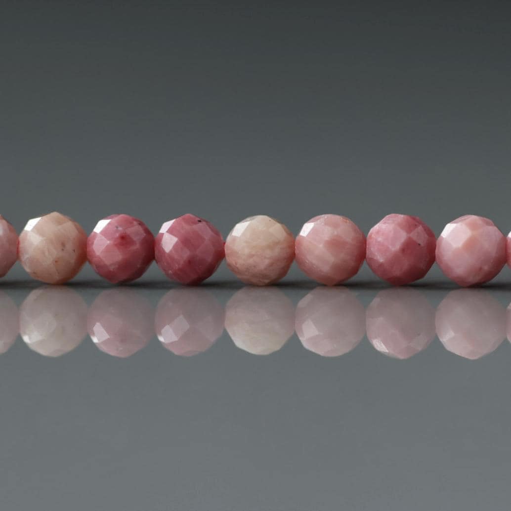 4mm Pink Petrified Wood Jasper Beads – Faceted Round Natural Gemstone 15" Strand