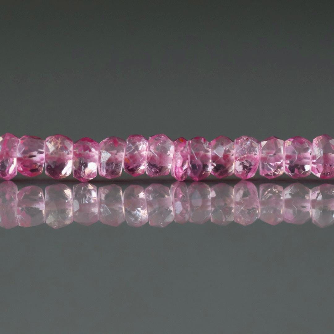 4mm Pink Topaz Beads – Faceted Rondelle Natural Gemstone 6" Strand