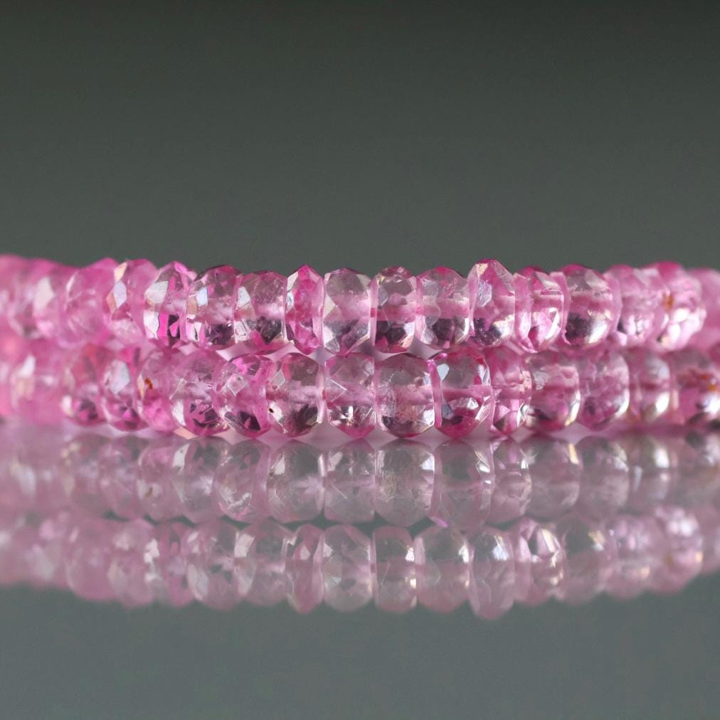 4mm Pink Topaz Beads – Faceted Rondelle Natural Gemstone 6" Strand