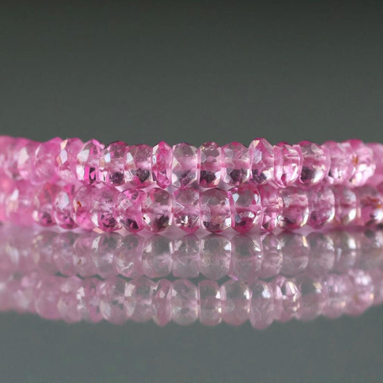 4mm Pink Topaz Beads – Faceted Rondelle Natural Gemstone 6" Strand