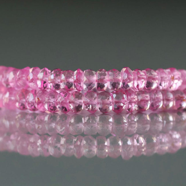 4mm Pink Topaz Beads – Faceted Rondelle Natural Gemstone 6" Strand