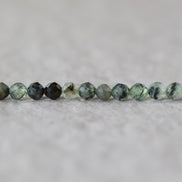 4mm Prehnite, Epidote, and Black Tourmaline Faceted Round Beads 15