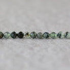 4mm Prehnite, Epidote, and Black Tourmaline Faceted Round Beads 15"