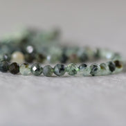 4mm Prehnite, Epidote, and Black Tourmaline Faceted Round Beads 15