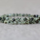 4mm Prehnite, Epidote, and Black Tourmaline Faceted Round Beads 15"