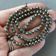4mm Natural Pyrite Beads Faceted Genuine Pyrite Beads 15