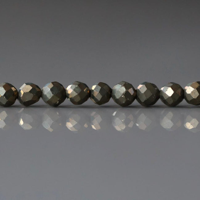 4mm Natural Pyrite Beads Faceted Genuine Pyrite Beads 15" Gemstone Beads for Jewelry Making Shiny Beads Sparkly
