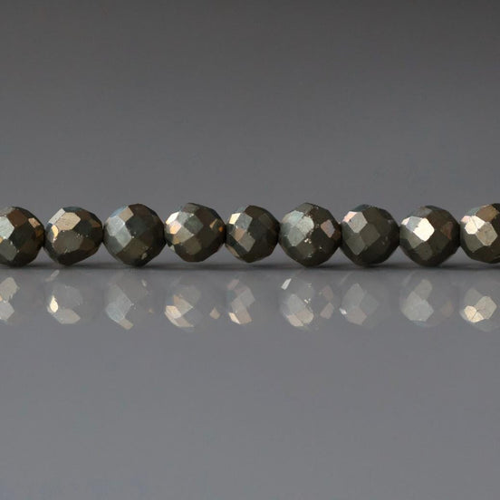 4mm Natural Pyrite Beads Faceted Genuine Pyrite Beads 15" Gemstone Beads for Jewelry Making Shiny Beads Sparkly