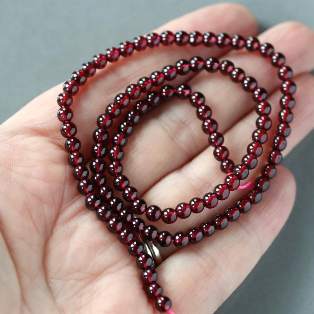 4mm Pyrope Garnet Beads – Smooth Round Natural Gemstone 15" Strand