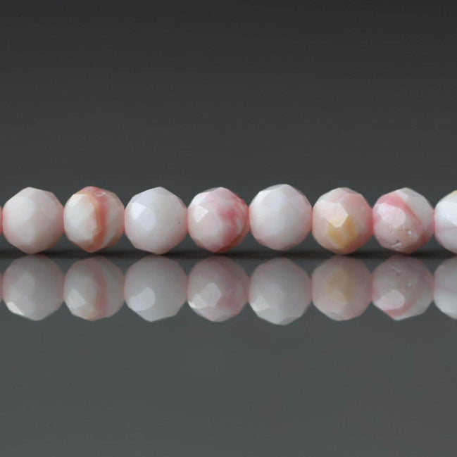 4mm Queen Conch Beads ‚Äì Faceted Round Natural Gemstone 15" Strand