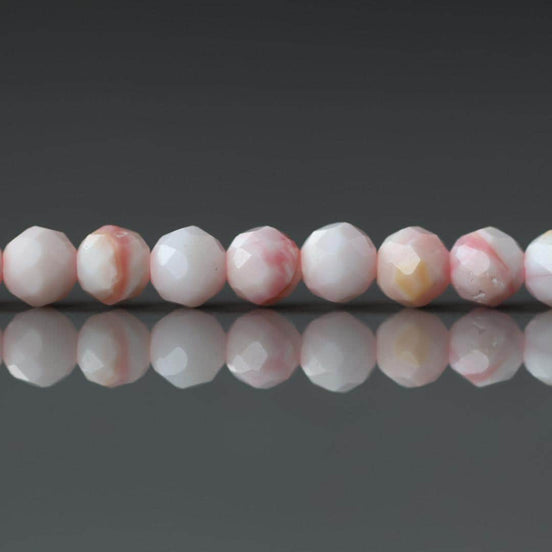 4mm Queen Conch Beads ‚Äì Faceted Round Natural Gemstone 15" Strand