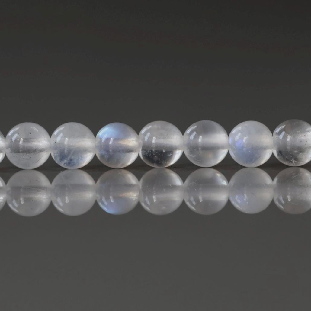 4mm Rainbow Moonstone Beads - Smooth Round Natural Gemstone 15" Strand