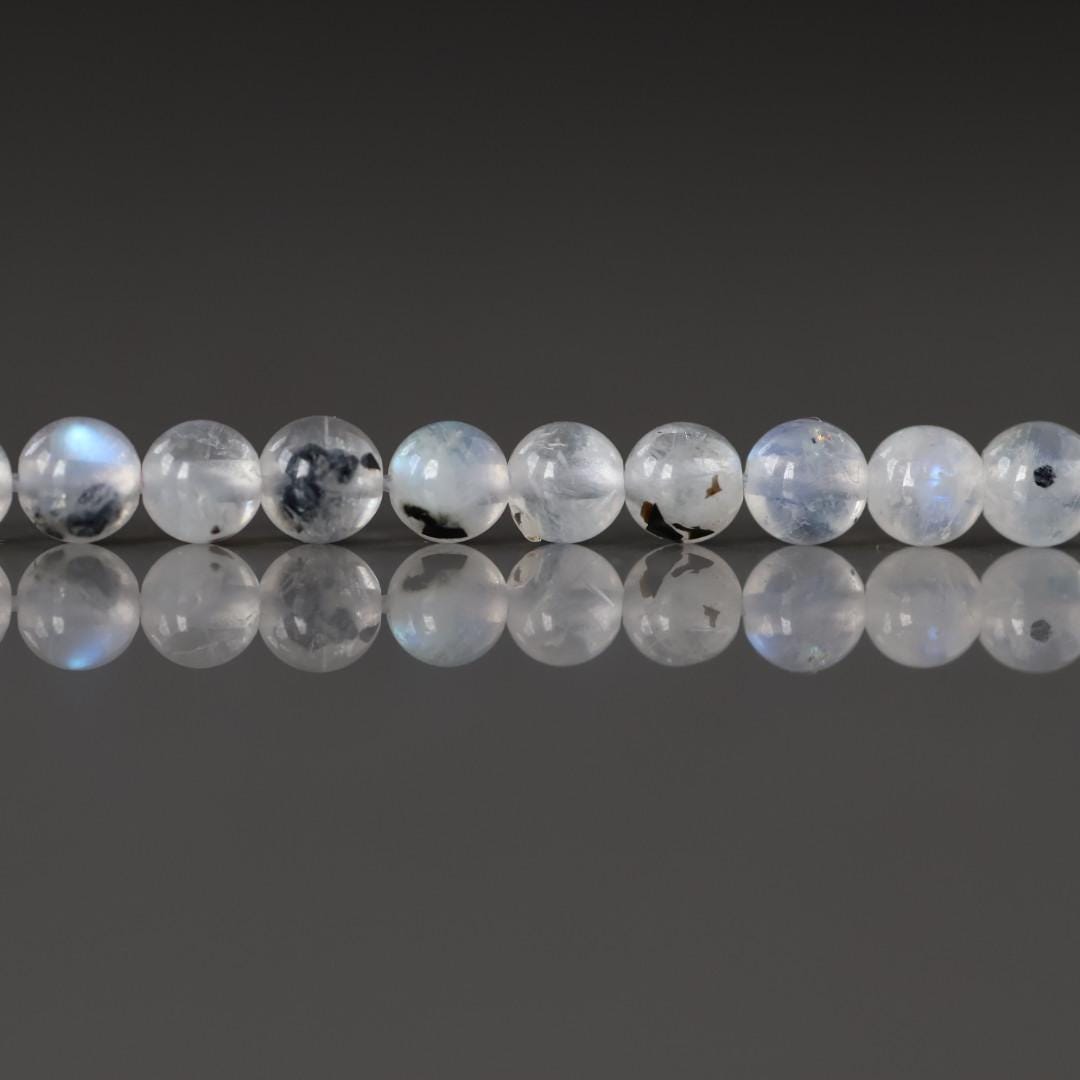 4mm Rainbow Moonstone Beads - Smooth Round Natural Gemstone 15" Strand