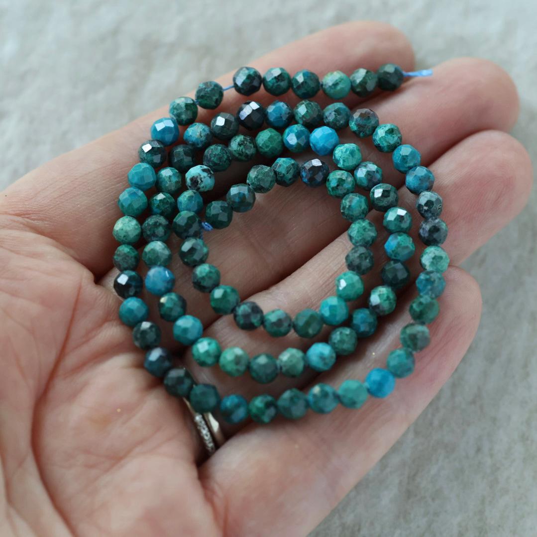 4mm Malacholla Beads – Faceted Round Natural Gemstone - 10 pcs