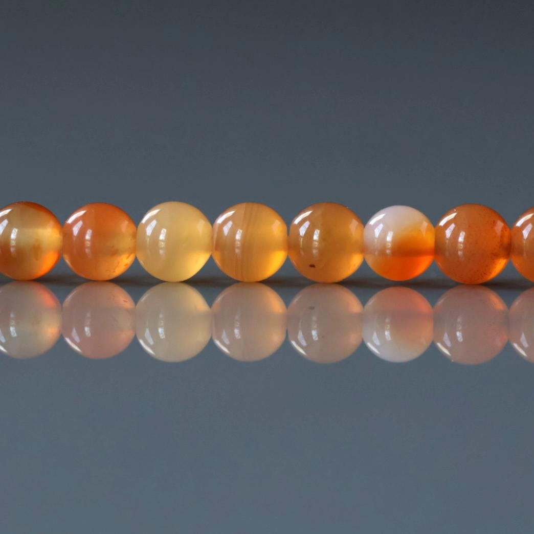 4mm Rare Orange Botswana Agate Beads - Smooth Round Natural Gemstone 15" Strand