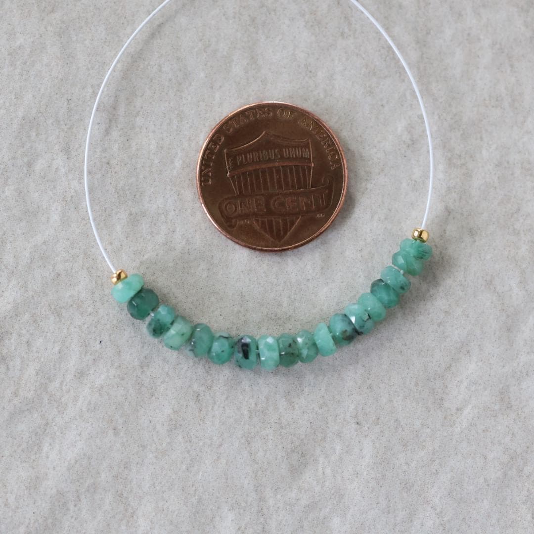 4mm Raw Emerald Beads Hand Faceted Rondelle Natural Green Gemstone for DIY Jewelry Making Earrings Supplies