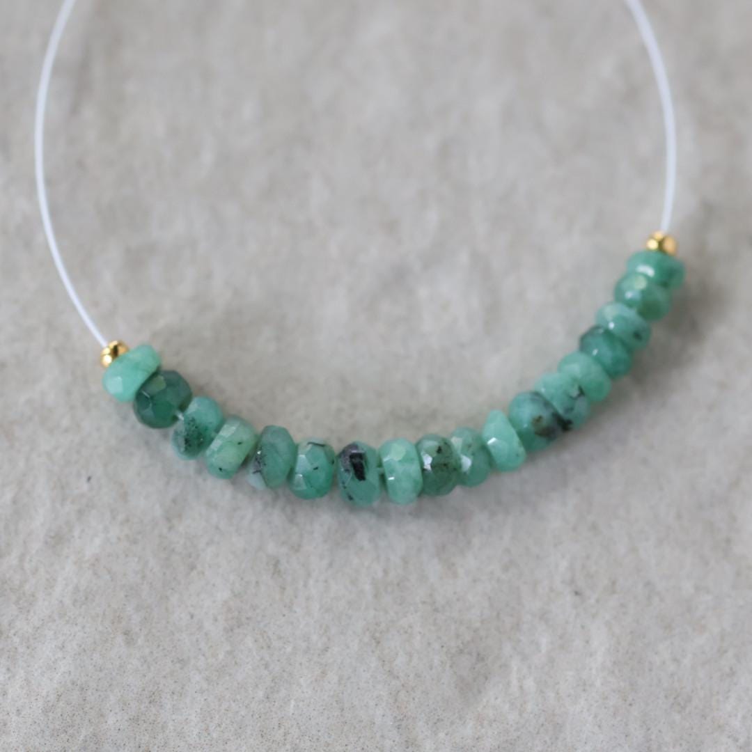 4mm Raw Emerald Beads Hand Faceted Rondelle Natural Green Gemstone for DIY Jewelry Making Earrings Supplies