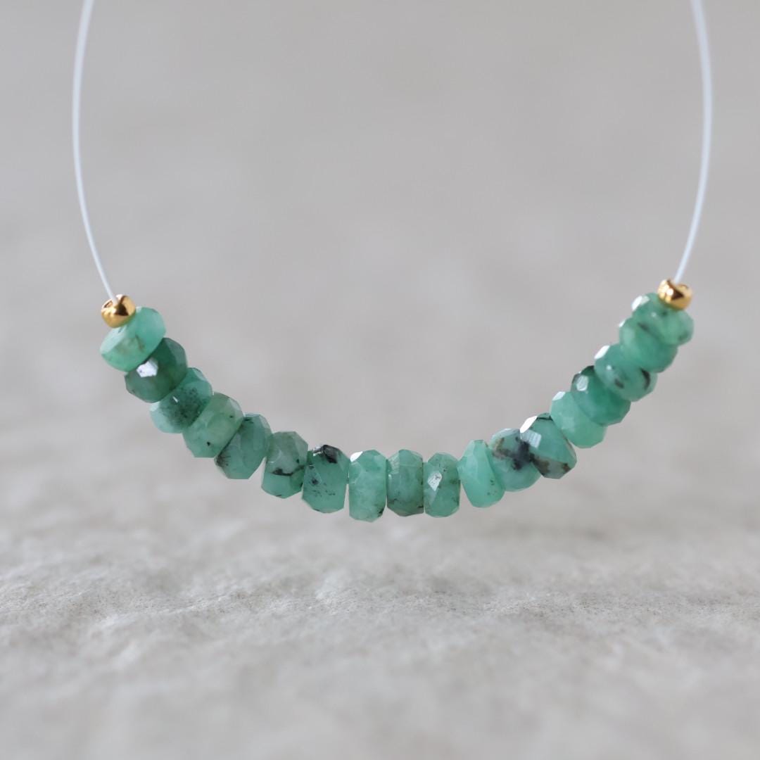 4mm Raw Emerald Beads Hand Faceted Rondelle Natural Green Gemstone for DIY Jewelry Making Earrings Supplies