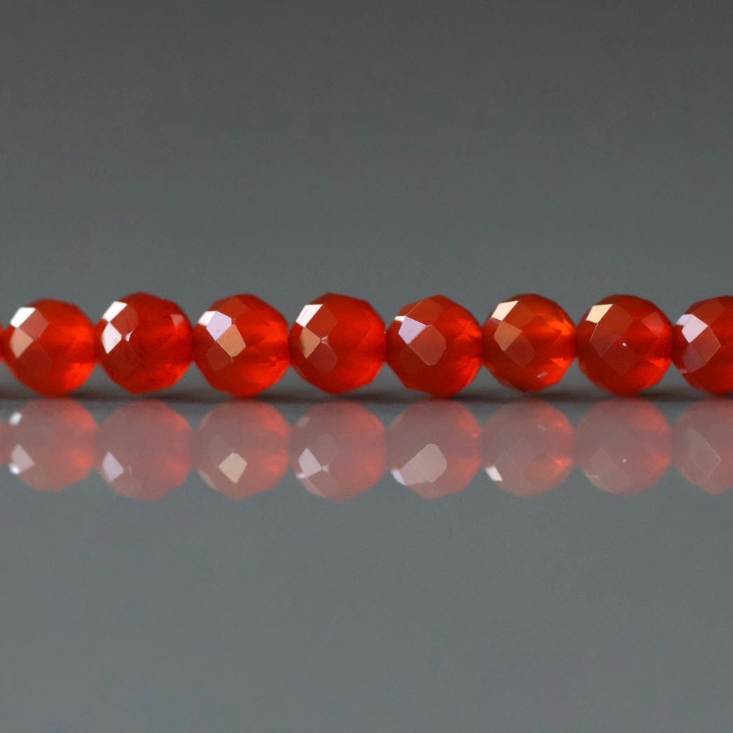 4mm Red Agate Faceted Beads 15" Genuine Red Agate Gemstone Beads Jewelry Making Beading Craft Gift Self-Love Abundance