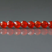 4mm Red Agate Beads - Faceted Round Natural Gemstone 15