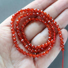 4mm Red Agate Beads - Faceted Round Natural Gemstone 15" Strand