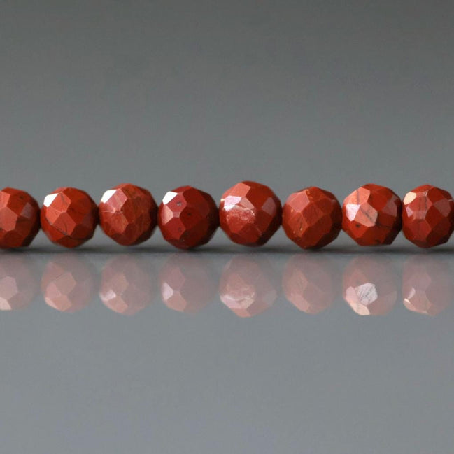 4mm Red Jasper Beads Faceted Genuine Small Red Jasper Beads 15" Gemstone Beads for Jewelry Making Beading Gift for Crafter