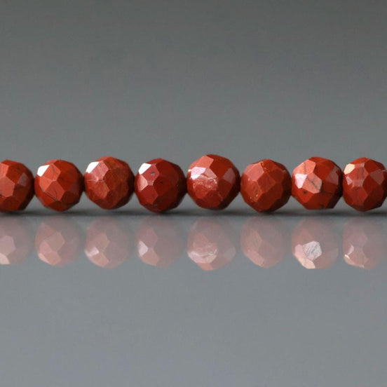 4mm Red Jasper Beads Faceted Genuine Small Red Jasper Beads 15" Gemstone Beads for Jewelry Making Beading Gift for Crafter