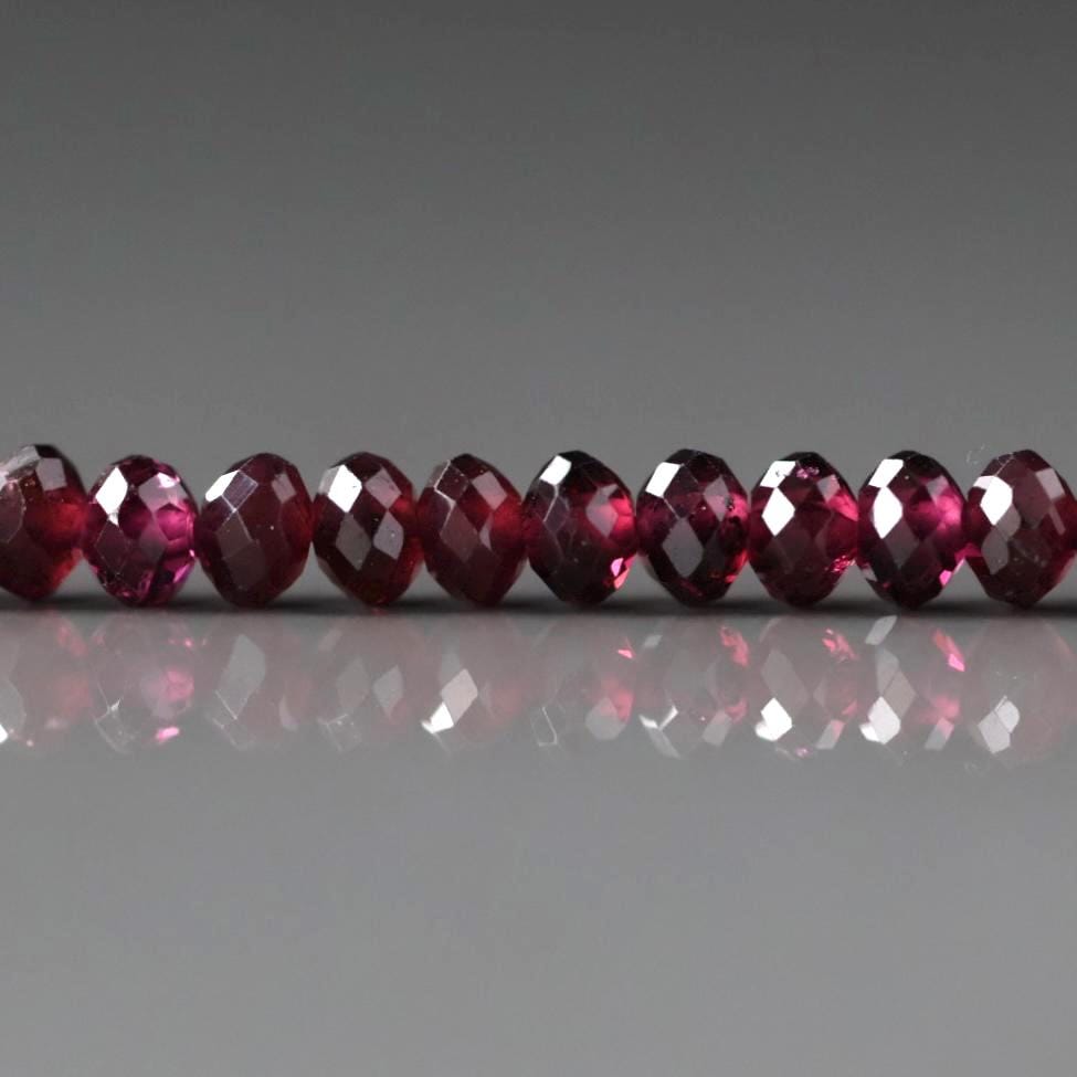 4mm AAA Rhodolite Garnet Beads Faceted Rondelle Beads 15" Natural Purple Garnet Gemstone Beads Beading Crafter Gift January Birthstone