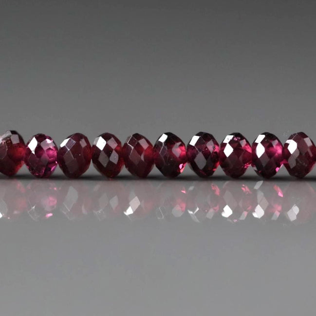 4mm AAA Rhodolite Garnet Beads Faceted Rondelle Beads 15" Natural Purple Garnet Gemstone Beads Beading Crafter Gift January Birthstone