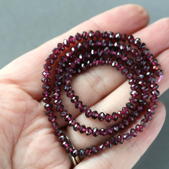 4mm AAA Rhodolite Garnet Beads Faceted Rondelle Beads 15" Natural Purple Garnet Gemstone Beads Beading Crafter Gift January Birthstone