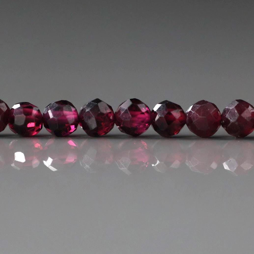 4mm Rhodolite Garnet Beads – Faceted Round Natural Gemstone 15" Strand