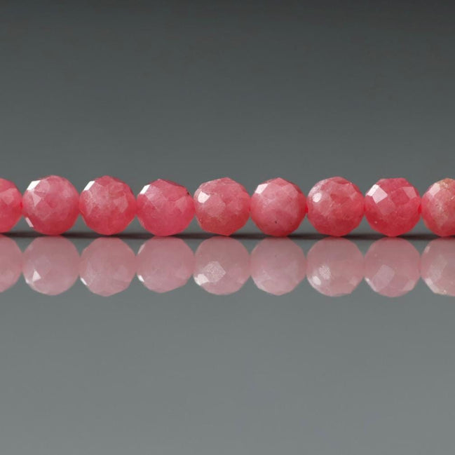 4mm Rhodonite Beads – Faceted Round Natural Gemstone 15" Strand