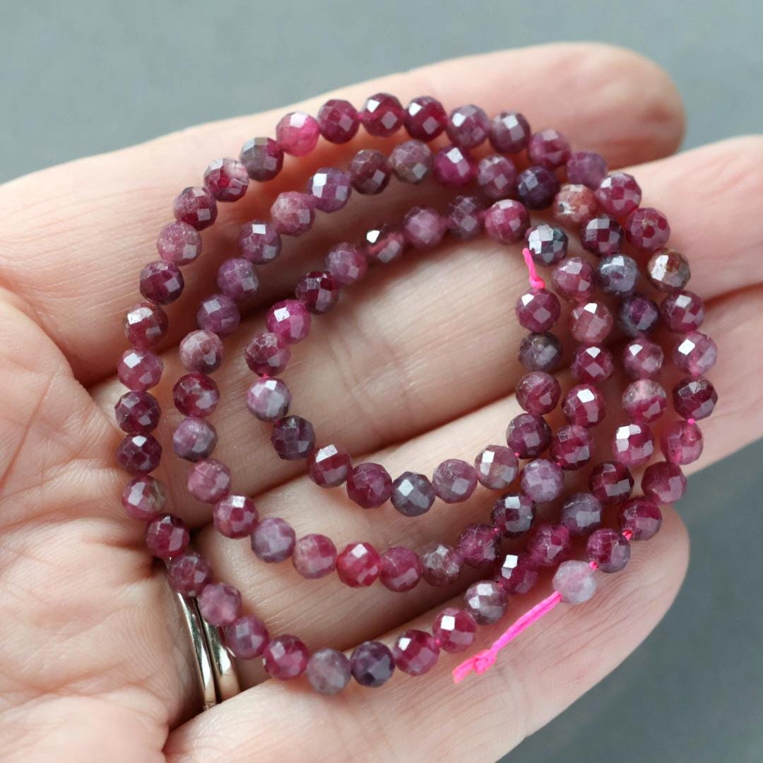 4mm Pink Rubellite Beads Pink Tourmaline Faceted Beads Crystal 15" Sparkly Gemstone Beads for Jewelry Making Beading Gift October Birthstone