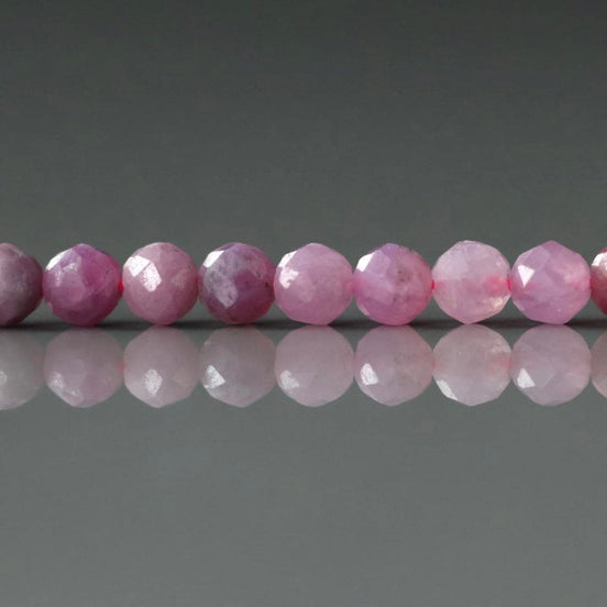 4mm Natural Ruby Beads Faceted Beads 15" Natural Pink Ruby Purple Gemstone Beads Crystal Beading Crafter Gift July Birthstone DIY Jewelry