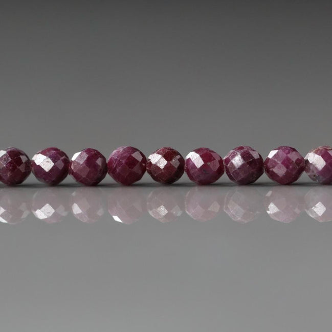 4mm Ruby Beads Micro Faceted Beads 15" Natural Crystal Beads Dark Pink Ruby Gemstone Beads Beading Crafter Gift July Birthstone DIY Jewelry