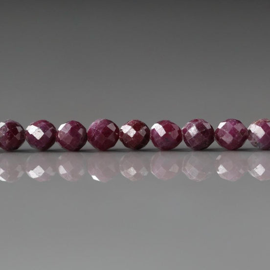 4mm Ruby Beads Micro Faceted Beads 15" Natural Crystal Beads Dark Pink Ruby Gemstone Beads Beading Crafter Gift July Birthstone DIY Jewelry
