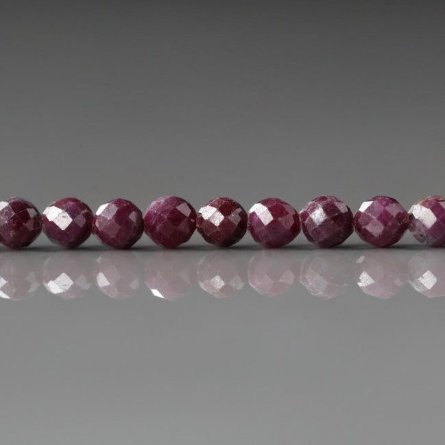 4mm Ruby Beads – Faceted Round Natural Gemstone 15" Strand