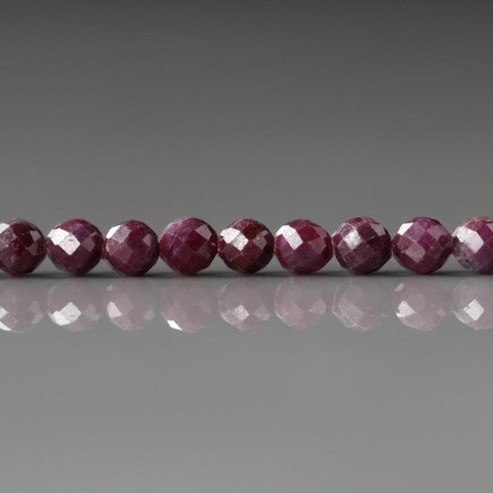 4mm Ruby Beads – Faceted Round Natural Gemstone 15" Strand