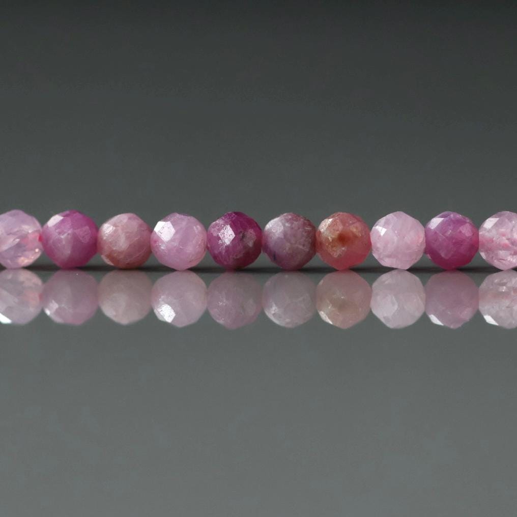 4mm Ruby Beads – Faceted Round Natural Gemstone 15" Strand