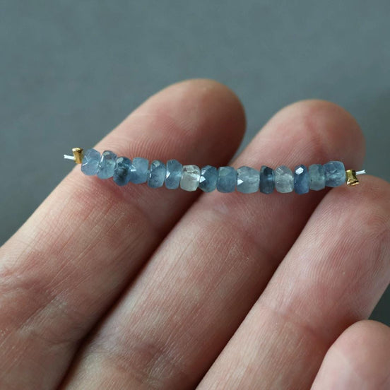 4mm Shaded Santa Maria Aquamarine Beads Hand Faceted Rondelle 15 Pcs Natural Gemstone Beads Jewelry Making DIY March Birthstone