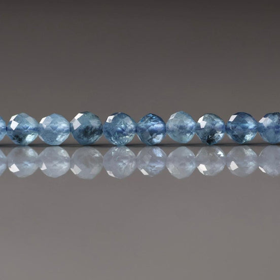 4mm Santa Maria Aquamarine Beads – Faceted Round Natural Gemstone 15" Strand