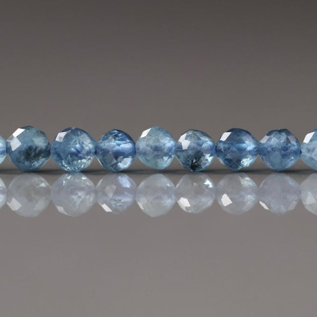 4mm Santa Maria Aquamarine Beads – Faceted Round Natural Gemstone 15" Strand