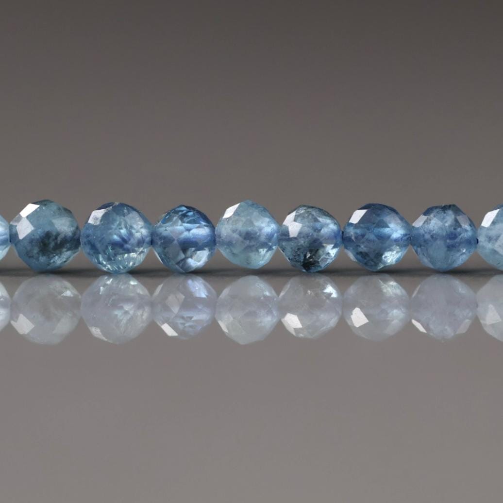 4mm Santa Maria Aquamarine Beads -Faceted Round Natural Gemstone 15" Strand